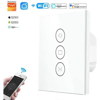 vypínač SKLENĚNÝ DOTYKOVÝ SPÍNAČ ŽALUZIÍ BÍLÝ VYPÍNAČ PRO ROLETY WIFI TUYA LED