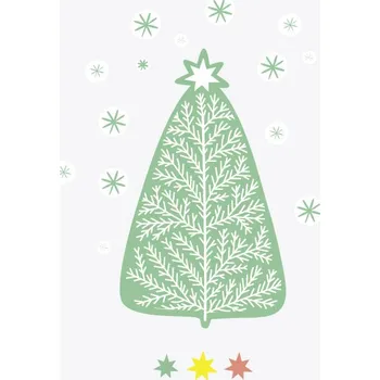 Samolepící dekorace FUGU Samolepka na zeď vánoční stromek Nature přemístitelný Barva: zelená-bílá, Rozměr: malý vánoční stromek přírodní 46 x 27 cm + vločky