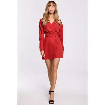 Dámské šaty VÝPRODEJ ŠATY SPOLEČENSKÉ DÁMSKÉ MINI S NABÍRANÝMI RUKÁVY ČERVENÉ 44 XXL