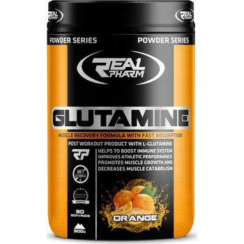 Aminokyselina Glutamin v prášku Real Pharm Glutamine 500g Mango Maracuja Real Pharm 500 g příchuť marakuja