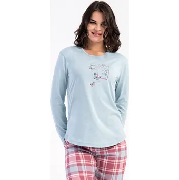 Dámské pyžamo Vienetta Dámské pyžamo dlouhé Charlotte Barva: Modrá - světle, Velikost: S