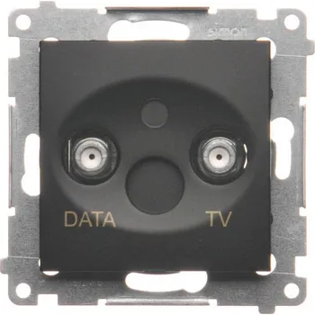 Elektrická zásuvka Zásuvka anténní TV+DATA, 1x vstup: 5÷1000&nbsp;MHz, Simon 54 DAD1.01/49, černá metalizovaná
