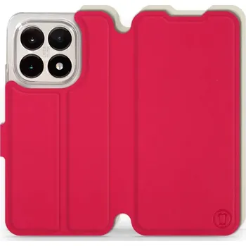 Pouzdro na mobilní telefon Flipové pouzdro Mobiwear Semiš - Xiaomi 15T - Rudé & Béžové (Knížkové semišové flip pouzdro, obal, kryt na mobil Xiaomi 15T - Rudé & Béžové, materiál semiš + TPU, ochrana 360°, stojánek, silikonová vanička, magnetické zavírání)