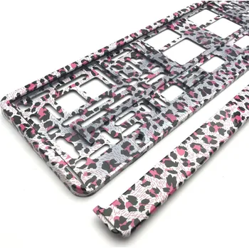 Držák SPZ Podložka pod SPZ růžová Levhart (rámeček pod SPZ)