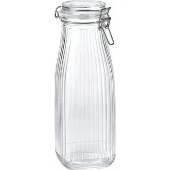 Zavařovací sklenice IKEA KOSSEBAR Zavařovací Sklenice s víčkem ve tvaru láhve s klipem rýhovaná 1L