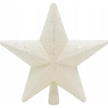 Vánoce Dekorativní hvězda špice na vánoční stromek třpytivá bílá 20 cm