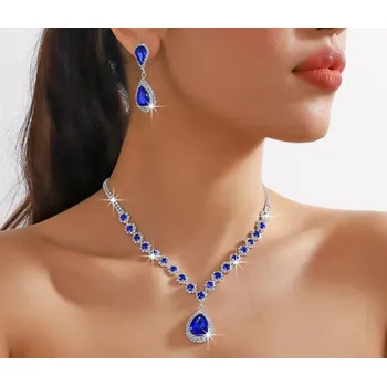 Souprava šperků B-TOP Krystalová souprava Crystal Drop - postříbřená Druh barvy: Modrá