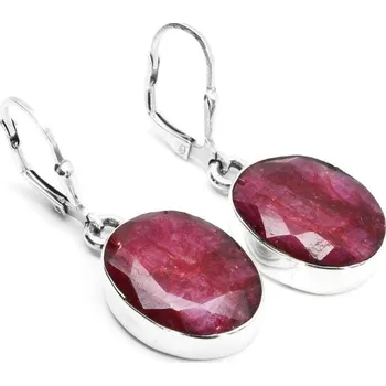 Náušnice Stříbné náušnice Ruby s přírodním rubínem Atena