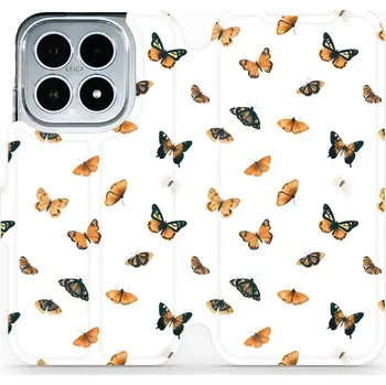Pouzdro na mobilní telefon Flipové pouzdro Mobiwear - Xiaomi 17 - VP77S Oranžoví motýlci (Knížkové flip pouzdro, obal, kryt na mobil Xiaomi 17 - VP77S Oranžoví motýlci, materiál Umělá kůže + TPU - ochrana 360°, stojánek, silikonová vanička, magnetické zavírání)