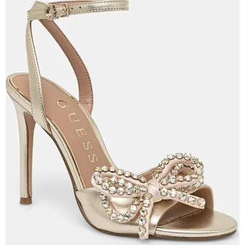 Dámské sandále Kožené sandály Guess CHARMIN2 zlatá barva, FLFCR2 LEA03 FLFCR2.LEA03.GOLD GLD, EUR 40