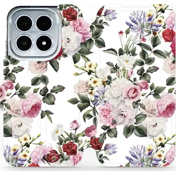 Pouzdro na mobilní telefon Flipové pouzdro Mobiwear - Xiaomi 17 - MD01S Růže na bílé (Knížkové flip pouzdro, obal, kryt na mobil Xiaomi 17 - MD01S Růže na bílé, materiál Umělá kůže + TPU - ochrana 360°, stojánek, silikonová vanička, magnetické zavírání)