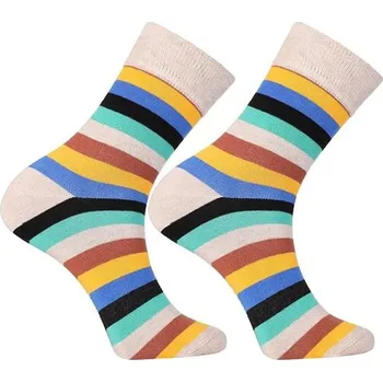 Ponožky pruhované béžový lem - 39/42