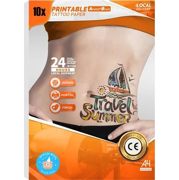 Kancelářský papír A4 PAPÍR FÓLIE PRO DOČASNÉ TETOVÁNÍ LASEROVOU TISKÁRNOU - VELMI ODOLNÉ, 10 listů