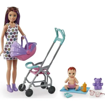 Doplněk pro panenku Mattel Barbie Chůva herní set - kočárek vícebarevná