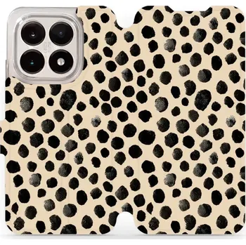 Pouzdro na mobilní telefon Flipové pouzdro Mobiwear - Xiaomi 15T - VA50S Černé puntíky (Knížkové flip pouzdro, obal, kryt na mobil Xiaomi 15T - VA50S Černé puntíky, materiál Umělá kůže + TPU - ochrana 360°, stojánek, silikonová vanička, magnetické zavírání)