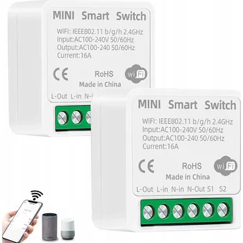 vypínač 2 KS WIFI RELÉ SPÍNAČ SVĚTLA DO INSTALAČNÍ KRABICE OVLADAČ 16A