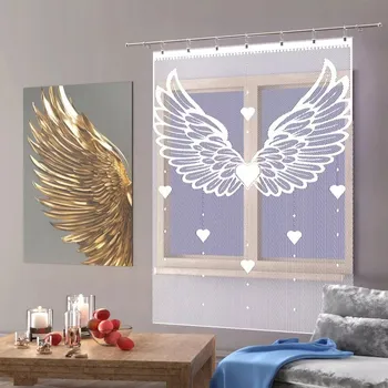 Obraz Záclona žakárový panel třásně bílá Křídla 100x165 cm