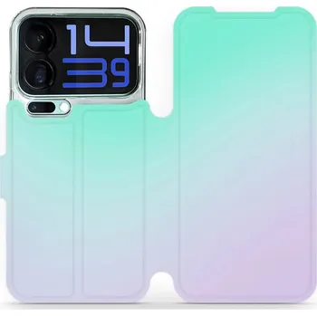 Pouzdro na mobilní telefon Flipové pouzdro Mobiwear - Xiaomi 17 Pro Max - VP63S Mátový a fialový odstín (Knížkové flip pouzdro, obal, kryt na mobil Xiaomi 17 Pro Max - VP63S Mátový a fialový odstín, materiál Umělá kůže + TPU - ochrana 360°, stojánek, silikonová vanička, magnetické)