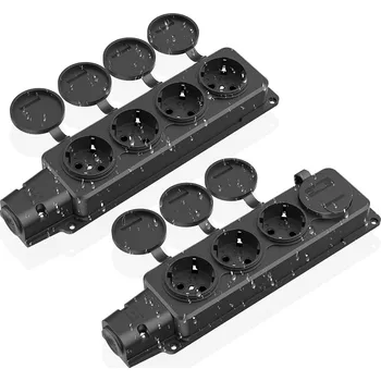 Elektrická zásuvka 2 ks Venkovní vodotěsná zásuvka 4-cestná s krytem IP54 16A