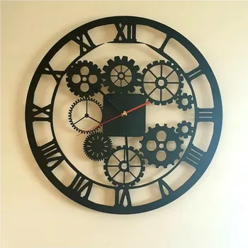 Obraz Moderní mechanické hodiny černé do obývacího pokoje jídelny 60x60cm