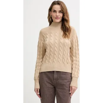 Dámský svetr Svetr s příměsí vlny Guess ELSA béžová barva, s golfem, W5BR30 Z1192 W5BR30.Z1192 08X, vel. XS