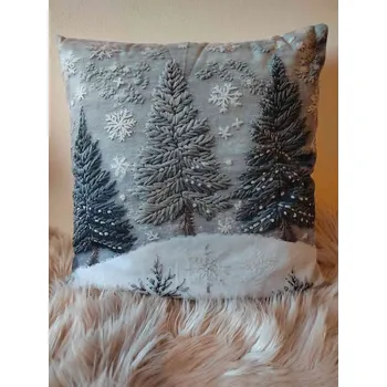 Povlak na dekorativní polštářek Povlak na polštář 45x45 cm vyšívaný vzhled vzor 3 stromy, 1 ks Výplň PES duté vlákno 45x45 cm 400 g
