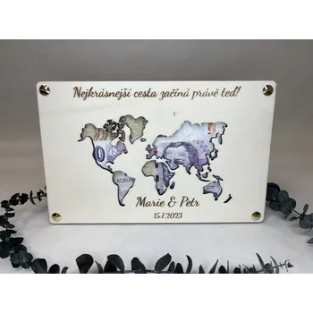 Svatební dekorace Dřevěná obálka – Nejkrásnější cesta začíná teď