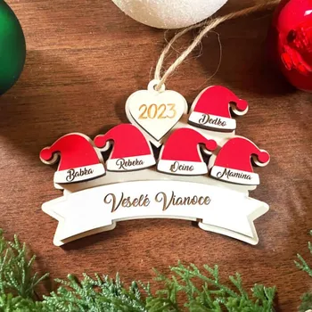 Vánoční ozdoba Vánoční ozdoba - čepice s vlastním textem 12 cm x 8.8 cm