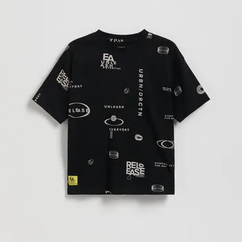 Reserved - Bavlněné tričko s potiskem - černý - 995FG-99X - 995FG-99X-116