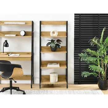 regál Policový regál VIOREL - dub / černý