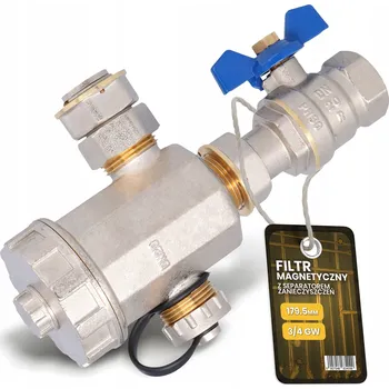 vodní filtr MAGNETICKÝ FILTR VODY 3/4" Odkalovač SEPARÁTOR NEČISTOT Mosazný A9-T