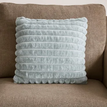 Dekorativní polštářek Mikroplyšový polštářek, pruhy - Světle šedý 45x45 cm