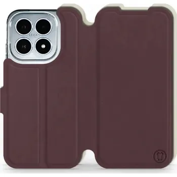 Pouzdro na mobilní telefon Flipové pouzdro Mobiwear Semiš - Xiaomi 17 - Bordové & Béžové (Knížkové semišové flip pouzdro, obal, kryt na mobil Xiaomi 17 - Bordové & Béžové, materiál semiš + TPU, ochrana 360°, stojánek, silikonová vanička, magnetické zavírání)