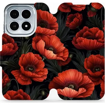 Pouzdro na mobilní telefon Flipové pouzdro Mobiwear - Xiaomi 17 - VP45S Temné červené květy (Knížkové flip pouzdro, obal, kryt na mobil Xiaomi 17 - VP45S Temné červené květy, materiál Umělá kůže + TPU - ochrana 360°, stojánek, silikonová vanička, magnetické zavírání)