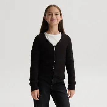 Dívčí svetr Reserved - Úpletový kardigan - pudrově hnědá - 840FH-98X - 840FH-98X-116