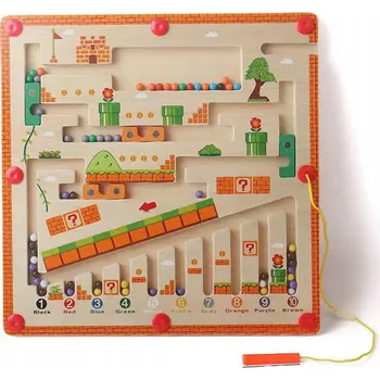 Dřevěná hračka Magnetická tabule KIDINO dřevěná, vzdělávací, vícebarevná 3+