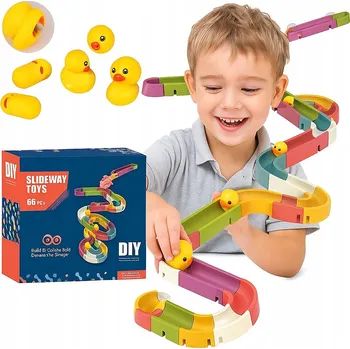 Hračka pro nejmenší HRAČKA DO KOUPELE VODNÍ DRÁHA SE SKLUZAVKOU PRO KAČENY, 66 DÍLŮ