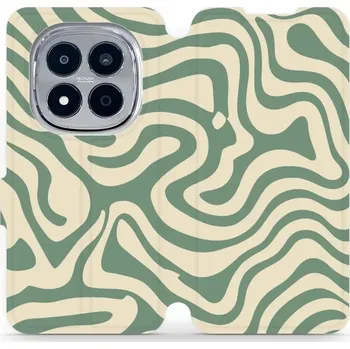 Pouzdro na mobilní telefon Flipové pouzdro Mobiwear - Xiaomi Redmi Note 15 Pro 5G - VA57S Zelené a béžové zkrouceniny (Knížkové flip pouzdro, obal, kryt na mobil Xiaomi Redmi Note 15 Pro 5G - VA57S Zelené a béžové zkrouceniny, materiál Umělá kůže + TPU - ochrana 360°, stojánek,)