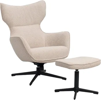 Křeslo Rowico Béžové otočné křeslo s podnožkou JENKINS
