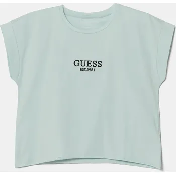 Dětské tričko Guess tyrkysová barva, J4BI34 J1314 J4BI34.J1314.PPYA 06X, vel. 125-135