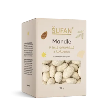 ŠUFAN s.r.o. Mandle v bílé čokoládě s kokosem - 170 g