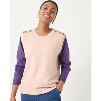 Dámská vesta Vesta s knoflíky na ramenou růžovošedá 38/40