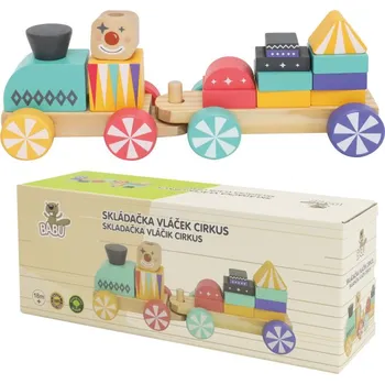 Hračka pro nejmenší BABU - Karnevalový dřevěný vláček s kostkami
