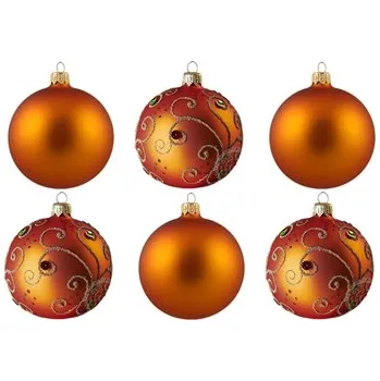 Vánoční dekorace Set oranžových matných baněk