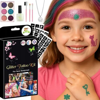 Tetování TŘPYTIVÉ TETOVÁNÍ omyvatelné SADA pro DĚTI samolepící KŘIŠŤÁLY