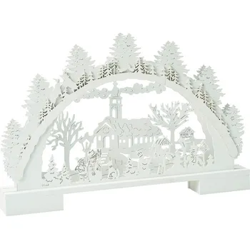 Vánoční dekorace Dřevěná dekorace s LED 41 cm, bílá, assort