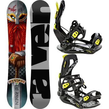 Snowboard RAVEN Snowboard set Raven Dwarf + vázání Raven FT360 155cm ČERNÁ|ČERVENÁ|ŽLUTÁ 2023