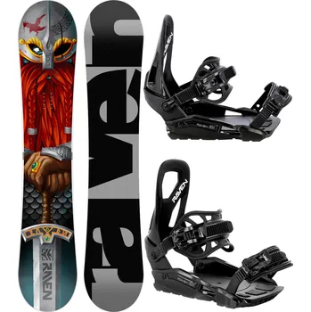 Snowboard RAVEN Snowboard set Raven Dwarf + vázání Raven S230 160cm Wide ČERNÁ|ČERVENÁ 2023