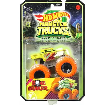 autíčko HOT WHEELS MONSTER TRUCK Bone Shaker SVÍTÍCÍ HCB55