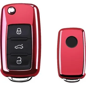 Metalický obal na klíč Škoda, VW, Seat červený